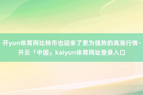 开yun体育网比特币也迎来了更为强势的高涨行情-开云「中国」kaiyun体育网址登录入口